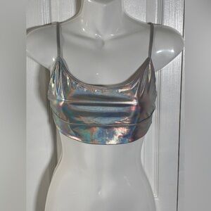 Club Exx Silver Holographic Reflective Crop Top
Size Small
